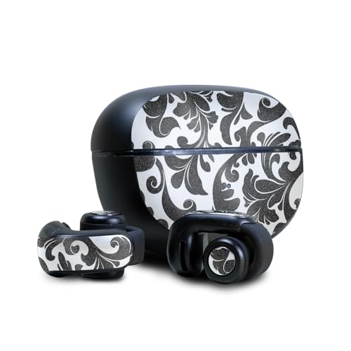 Image of Glossy Glitter Skin Compatible with Bose Ultra Open Earbuds - Black Damask - Premium 3M Vinyl Protective Wrap Decal Cover - Easy to Apply | Crafted in The USA by MightySkins