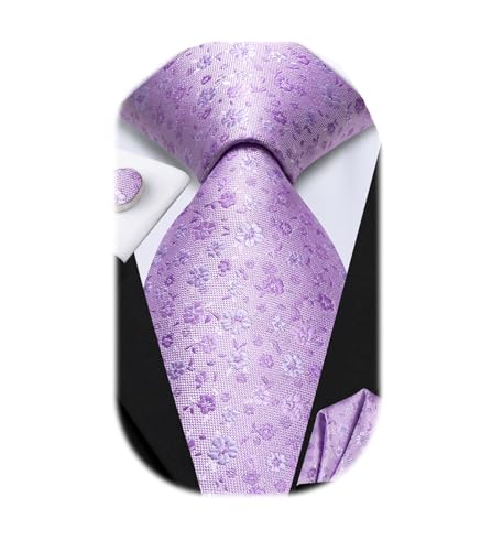 Image of Hi-Tie Mens 70inches Tie Set Extra Long Necktie for Men Cufflinks Handkerchief Big Tall Men Business Wedding