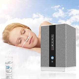 AquaGreen Hydrogen Water Inhalation Machine, 99.99% High Purity H2 Hydrogen Inhaler with 5 Nasal Cannula, Hydrogen-Rich Water Generator, 150ml/min SPE/PEM Ionizer for Home Car Travel, Grey