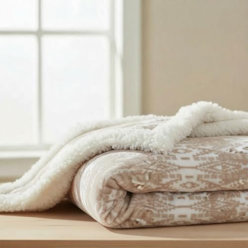 Image of Eddie Bauer - Sherpa Throw Blanket for Couch 50x60 - Ultra Soft Reversible Fleece & Plush Sherpa Blanket, Warm Cozy Geometric Throw for Sofa, Bed, Living Room Decor