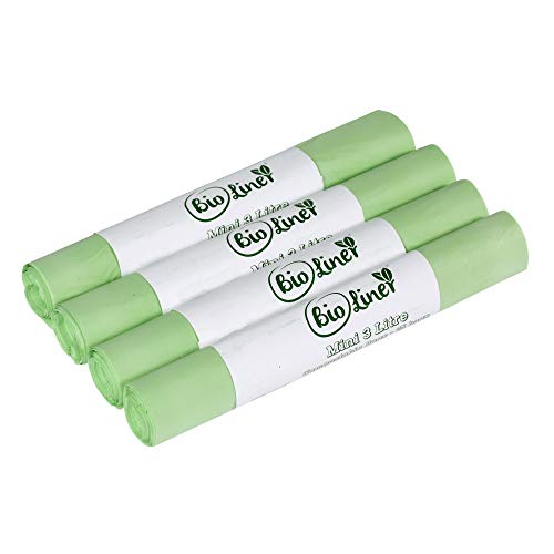 Mini 3L Compostable Caddy Bags - 100 liners - Kitchen Worktop Compost Food Waste Bin Liners for EN13432