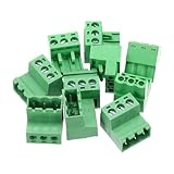 MECCANIXITY 5PCS 3-Pin PCB Mount Screw Terminal Block Connectors 5.08mm/0.2inch Pitch Circuit Board Connectors for Home Appliances, Industrial Project
