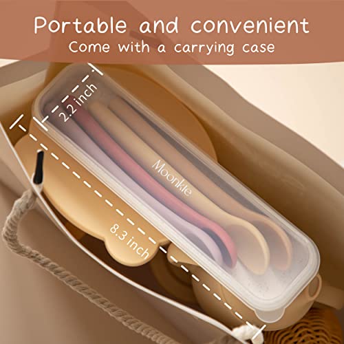 Moonkie Silikon-Baby-Löffel 4er-Set, Löffel mit weicher Spitze für die erste Phase der Säuglingsernährung, biegsame, kausichere Baby-Trainingslöffel, ideal für die Selbstfütterung und Led Weaning