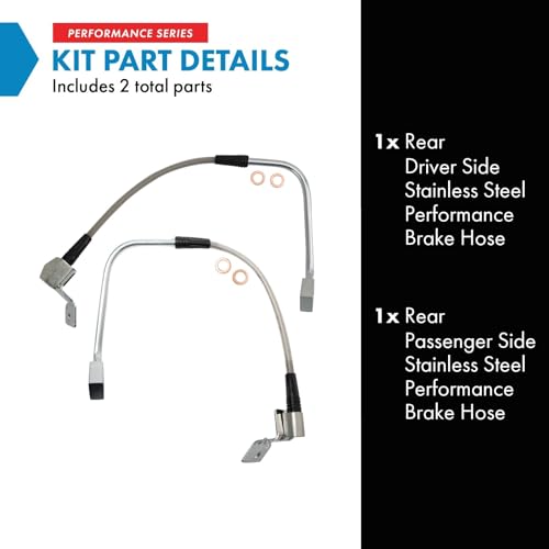 Image of TRQ Rear Brake Hose Set Compatible with 2002-2005 Ford Explorer 2003-2005 Lincoln Aviator Mercury Mountaineer