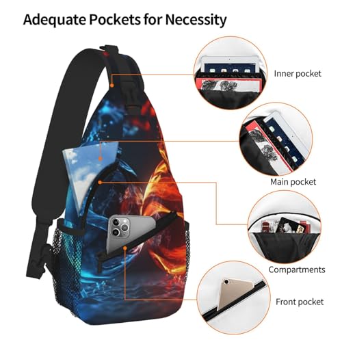 Ice And Fire Balls Printed Cross Chest Bag Diagonally Chest Messenger Bag2
