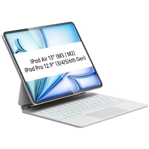 Otuoor (オチュオー) Magic Keyboardケース iPad Pro 12.9インチ (第6世代、第5世代、第4世代、第3世代) iPad Air 13インチケース キーボード (M2 2024) 7色バックライト マルチタッチ トラックパッ
