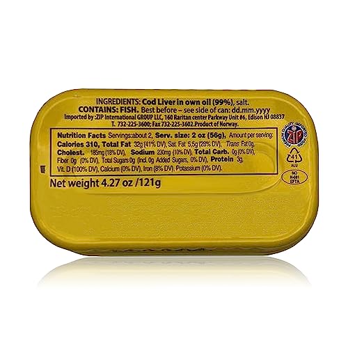 Riga Gold Cod Liver in Own Oil 4.27oz/ 121g From Iceland (Pack 6)