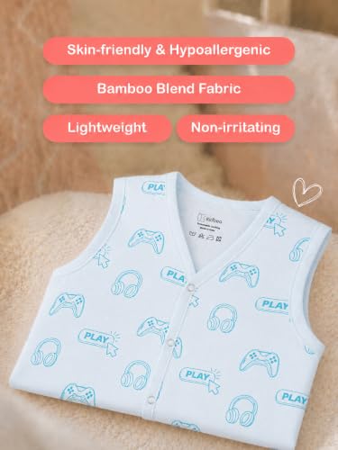 Image of Kidbea Bamboo Muslin Jhabla for Newborn Baby, V-Neck Sleeveless Button Jhabla Shirt, Soft Breathable Infant Kids Clothing for Summer Wear