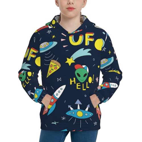 Funny Spaceships Kid Hoodies Boys Sweatshirts Girls Pullover with Pocket