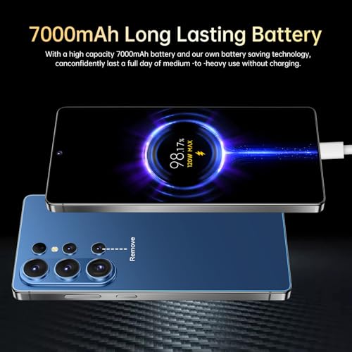 Image of SZV 26 Ultra Unlocked Cell Phone,16+1TB 5G Unlocked Phone, Built in Pen Android 15 Battery 7000mAh 6.99 inch HD Screen Smartphone, Dual SIM /Face ID /Fingerprint Lock /GPS (Deep Blue, 16+1TB)
