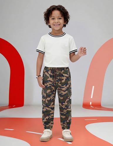 Image of Amazon Brand - Symbol Boy's Cotton Cargo Jogger | Elasticated Waistband and Cuff | Stretchable | Age 2-14 Years