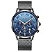 Produktbild LIGE Uhren Herren, Herren Uhr Wasserdicht Chronograph Blau Zifferblatt Edelstahl Herrenuhr Analog Quarz Kalender Mondphase Armbanduhr Herren Männer