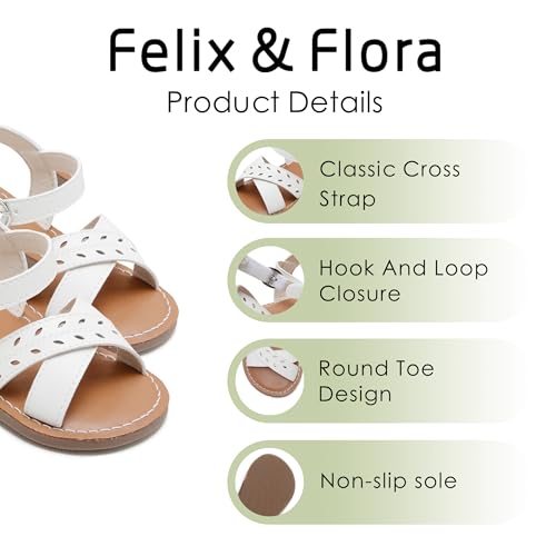 Image of Felix & Flora Toddler Girl Sandals - Little Girl Easter Dress Shoes Lightweight Open Toe Beach Holiday Flats