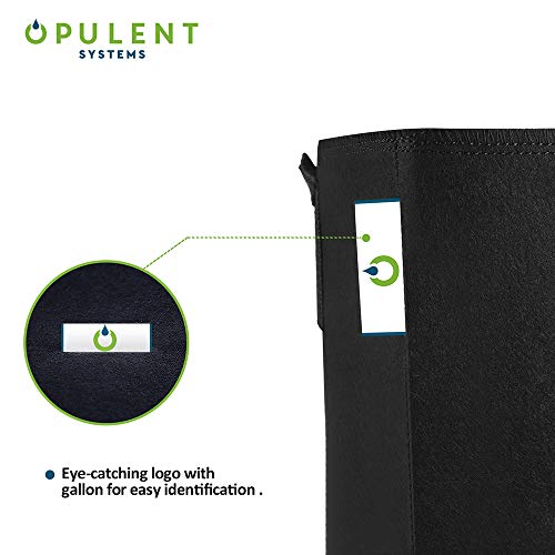 Opulent Systems 5-Pack 3 Gallon Grow Bags Heavy Duty Thickened Nonwoven Fabric Containers For Potato/Plant Growing Pots With Handles (Black) #TOP5