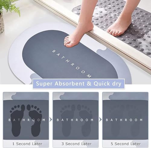 Image of Soft Silicone Super Absorbent (40x60) Bath Mat Anti Skid Quick Drying Bathroom & Water Absorbent Carpets Kitchen Entrance Door Mats++-(Multi Color) (Pack of(3))