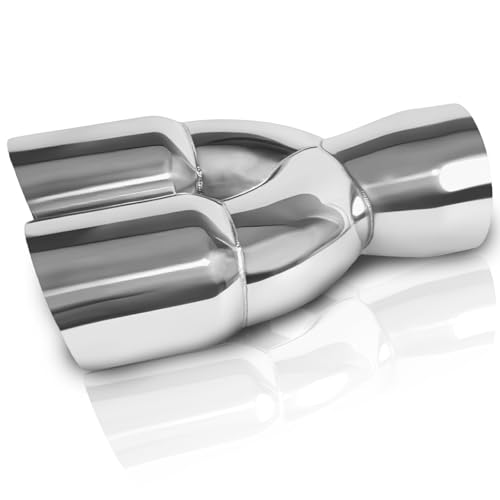 Mupera 3 Inch Inlet Dual Exhaust Tip 3 Dual Outlet 9.5 Long Weld-On Stainless Steel Dual Exhaust Tip for AII 3 Inch Outside Diameter