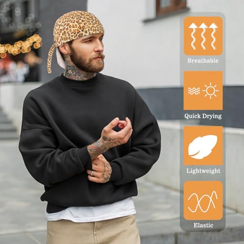 Image of DOCILA 3 Pcs Do Rags for Men Skull Cap Bandana Hat Breathable Helmet Linner Beanie