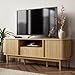 MAISONARIA Living Room Table Sets of 2, Fluted Coffee Table & Dresser TV Stand, Coffee Table with Storage, Sliding Doors TV Stand for Living Room (Natural)