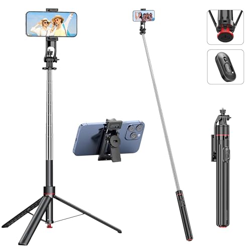 Image of Kratos K16 70 inch / 180 CM Long Selfie Stick, Pop Up Auto Open Tripod 360 Rotatable, Long Extendable Bluetooth Mobile Tripod with 1 /4 inch Screw for Mobile Phone Camera Gopro Vlogging YouTube Travel