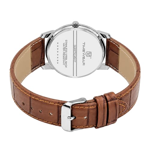 Image of TIMEWEAR Analog Slim Two Hands Leather Strap Watch for Men