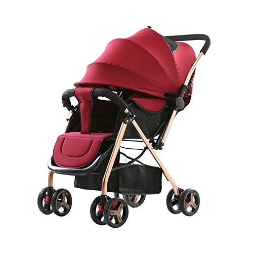 LANGY TC-3 Two-Way Baby Stroller Baby Stroller Ultra-Light Portable seat Reclining Folding Stroller (RED)