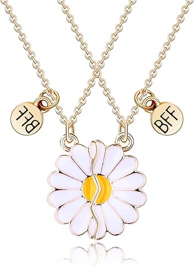 ChicAbodeBFF Necklace for 2,Daisy Best Friend Necklace,Friendship Necklace Best Friends Forever Necklaces Valentines Day Gifts