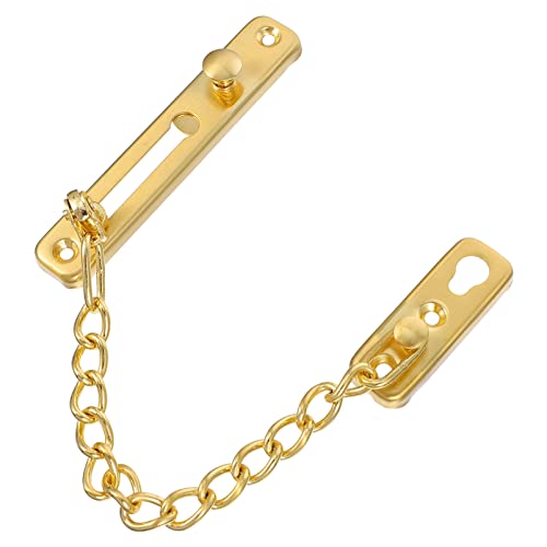 Angoily 1 Juego Cerradura de puerta de cadena antirrobo tornillo combinación bloqueo de nevera oro cerradura de puerta antirrobo pestillo de la cadena de la puerta Acero inoxidable Golden