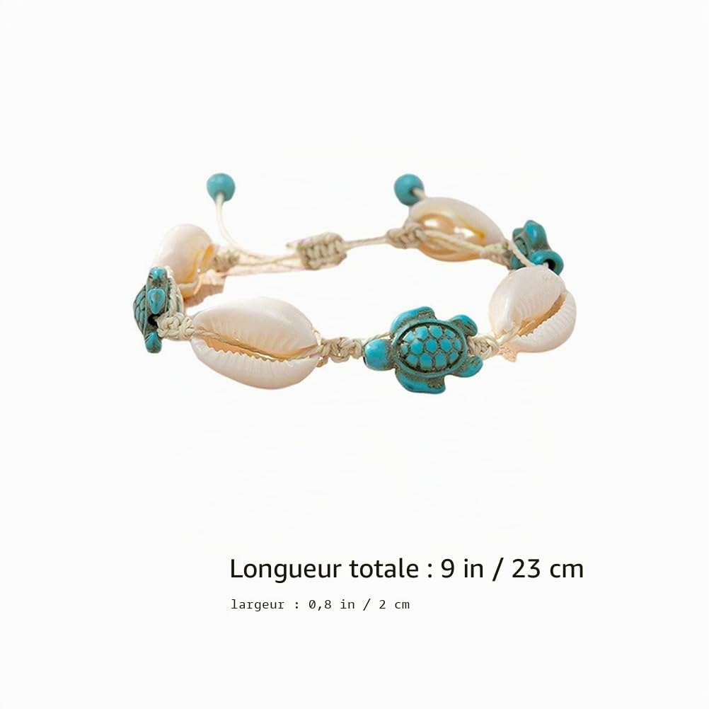 Bracelet De Cheville En Coquillage Pour Femmes Avec Charms Tortue Idéal Pour La Plage Et Les D'Été Bijou Élégant Marin