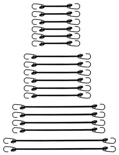 Mini Bungee Cords with Hooks 2 inch 4 inch 6 inch 9 inch Assorted 18 Pack