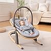 Swegrow 2-in-1 Baby Bouncer, Portable Newborn Bouncer Seat with 3 Adjustable Heights, Rocker and Stationary Options, Infant Rocker Chair with Hanging Toys (Gray) #1