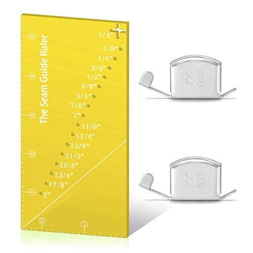 Seam Allowance Ruler and 2 Seam Guide for Sewing Machine, 1/8” to 2” Straight Line Hems