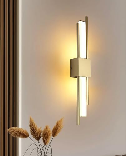 Image of Groeien 18w Modern LED Long Wall Sconce Square Shape Gold Auric Beam Acylic Wall Light for Bedroom Living Room Corridor Lighting Fixtures Wall Mount (Auric Beam-Square, 1)