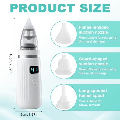 Miniatura 2 de Wxeadu Aspirador Nasal Para Bebé Eléctrico, Saca Mocos Para Bebes Electrico Con 5 Niveles De Succión, Sacamocos Bebé Con 3 Puntas De Silicona, Usb Aspirador Nasal Bebe, Sacamocos Bebe Electrico
