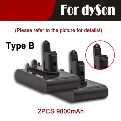 Batería compatible Dyson Tipo B de 22.2V recargable recambio de litio 9800mAh pack de 2 piezas 2