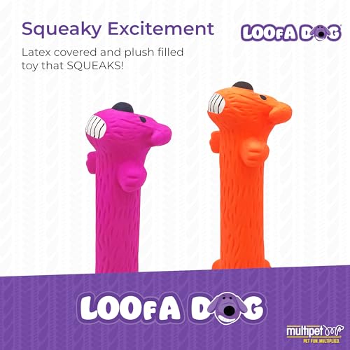 Multipet Original Loofa Latex Dog Toy - Squeaky Toy for All Dogs - Easy-to-Clean Squeaky Toys - Latex Dog Toys for Playing (1 Count, 6”, Random Color Surprise)