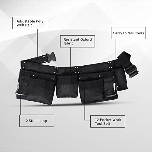 11 Pocket Black Colour 600D Polyester Kids Tool Belt, Work Apron Great For Pretended Play Role, With Adjustable Poly Web Belt Quick Release Buckle #TOP4