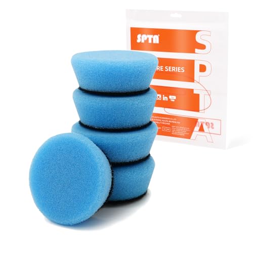 Image of SPTA Blue T60 Mini Moderate-Cut Pad Sets, 5Pcs 1.3inch /32mm Sponge Polishing Buffing Pads, Car Foam Detail Polishing Pad Kit for Car Detail Polishing and Buffing, Small Area Polishing -FPTSS3B