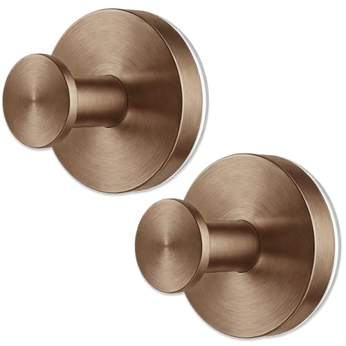 Image of BKV Suction Cup Hooks for Shower,Reusable Shower Suction Hooks,Heavy Duty Towel Hooks for Bathroom Wall,Glass,Door,Window,Mirror-Strong Suction & No Drill(2 Pack,Champagne Bronze)