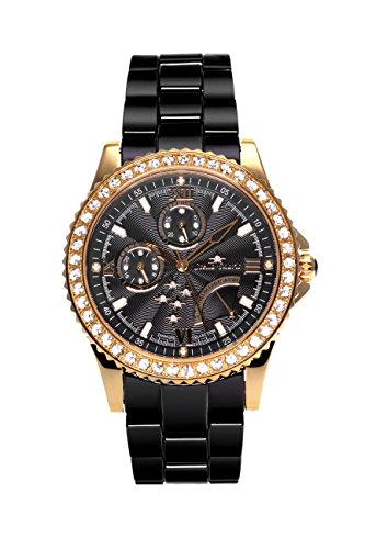 Stella Maris STM15N6 - Montre Femme Cadran noir Quartz Analogique Bracelet Céramique Noir avec diamants et éléments Swarovski