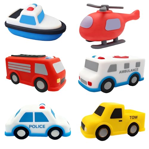 Silicone Bath Toys with No Holes |6pcs Mold Free Baby Bath Toys for Kids1-3 |Baby Bath Cars Set |Sealed Design Prevents Water Trapping |Soft,...