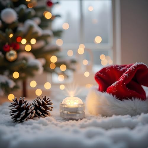 Afoosoo 12pcs Christmas Light Candles Battery Operated Punmpkin Light Submersible Decorative Lights for Vase Fish Tank Wedding Centerpiece Halloween Party Lights (Warm White)