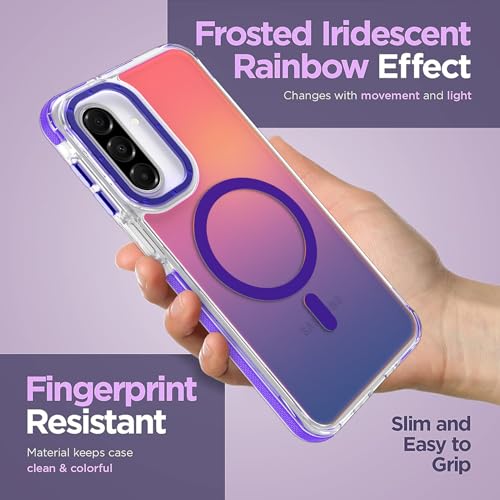 Image of Magnetic Case for Samsung Galaxy A17 5G [Compatible with Magsafe] [Cute Fashion Fluorescent Design] [1 Screen Protector] Slim Translucent Matte Case for Galaxy A17 5G 6.7 inch, Purple