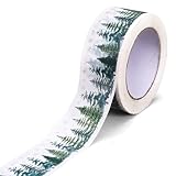 Whaline 109 Yard Christmas Packing Tape Gift Wrapping Tape Xmas Tree Winter Snowflake Pattern Tapes for Small Business DIY Crafts Box Carton Decor