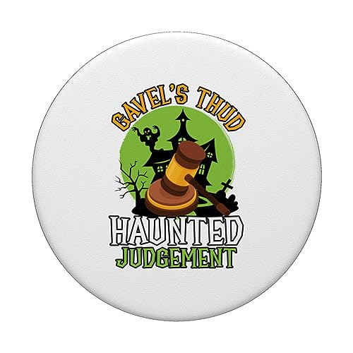 Gavel's Thud Haunted Judgment Scary Lawyer Halloween PopSockets Swappable PopGrip, Black - Image 3