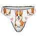 XUTSAKDCJ Comfortable Puppy Welsh Corgi And Heart Cute Funny Dog Seamless Thongs for Women, No Show Thong Workout Yoga Gym Underwear Fashion G-string