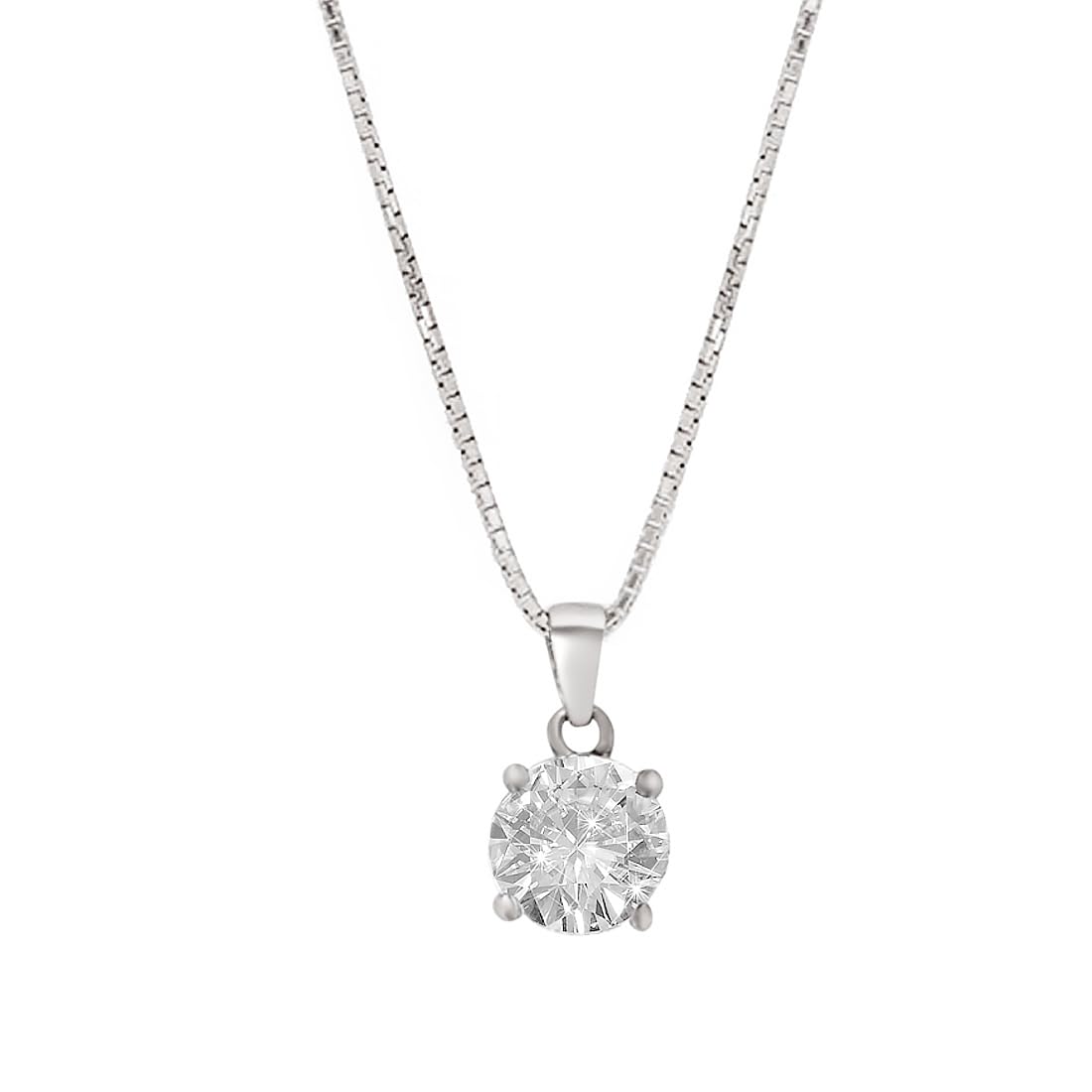ZAVYA 925 Sterling Silver Solitaire Cubic Zirconia Anti Tarnish Rhodium Plating Pendant Necklace | Gift for Women and Girls | | With Certificate of Authenticity and 925 Hallmark (B0BT7N2SYV) Amazon Price History, Amazon Price Tracker