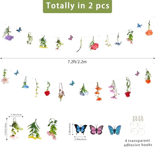 2 Pack 14.4ft Flower Garland Artificial Wildflower Garland, Spring Floral Garland Banner with Butterfly for Wildflower Party Decor Garden Tea Engagement Wedding Bridal Baby Shower Birthday Party Decor by kockuu - Image 3
