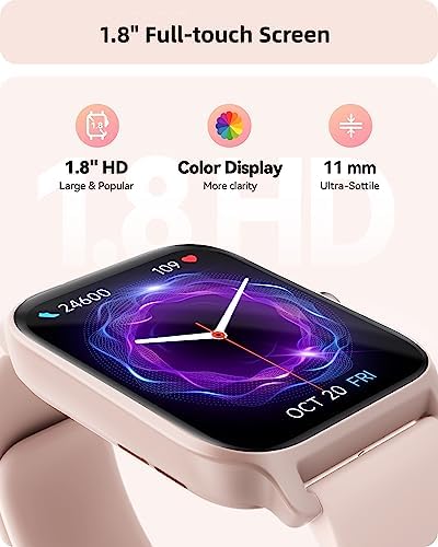 Smart Watch for Women(Answer/Make Calls), Alexa Built-in, 1.8" Fitness Watch with 24H Heart Rate/Sleep/Blood Oxygen Monitor, IP68 Waterproof, 100+ Sports, Ladies Smartwatch for iOS Android