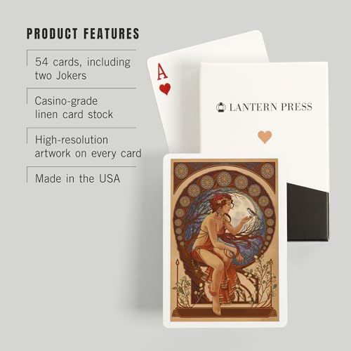 Baraja Woman and Bird Art Nouveau 52 cartas póker miniatura 3