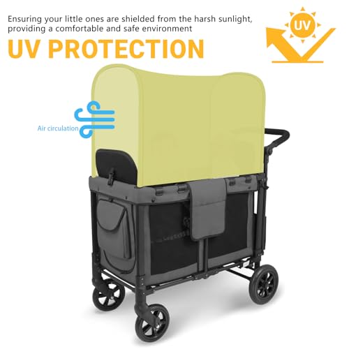 Image of Stretchy Panoramic Canopy Compatible with Wonderfold Stroller Wagons W2 /w4 All Model,Sun Shade and Protection for Riders(Olive-Green)